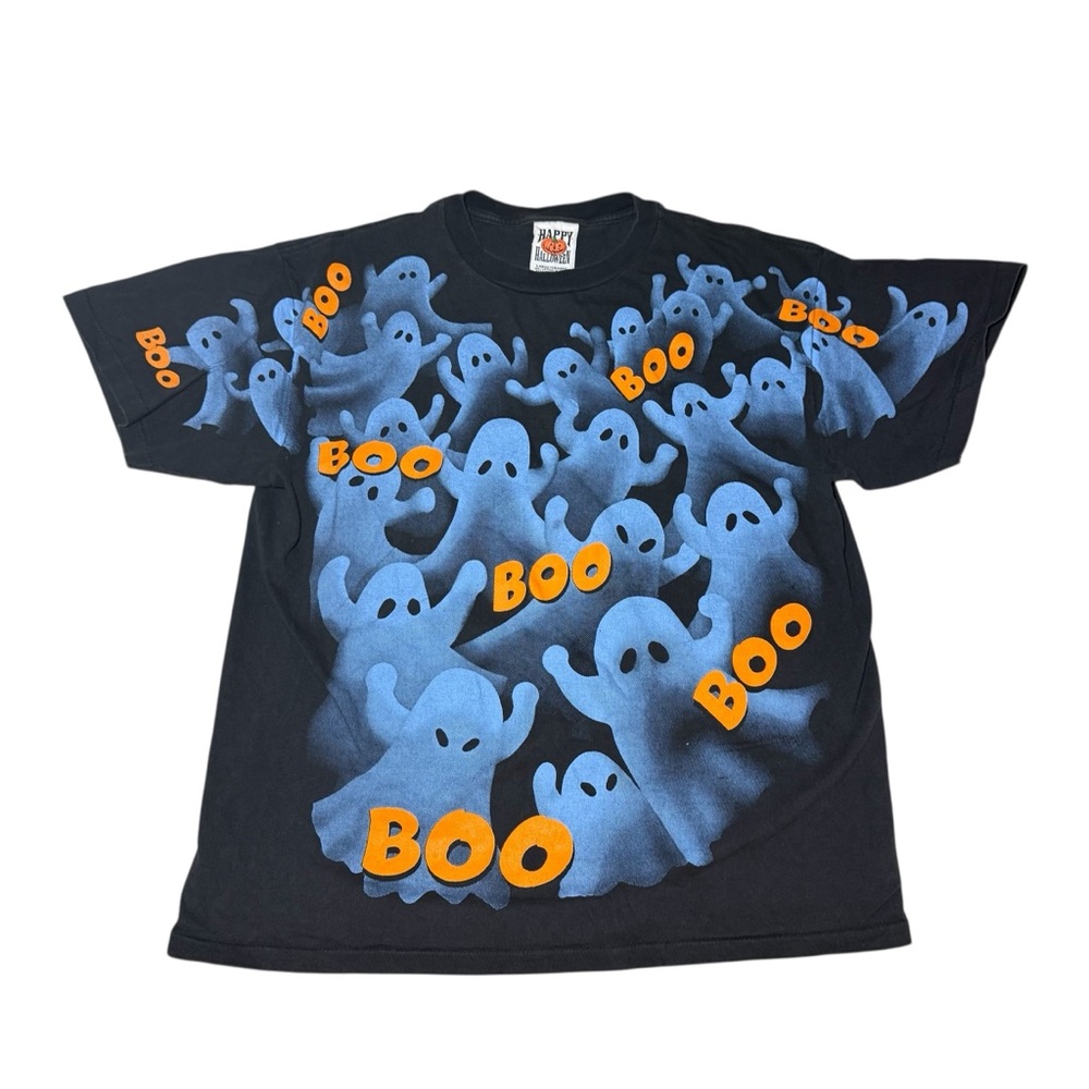 Happy Halloween “boo blue" Ghosts graphic Vintage Single Stitch T-Shirt